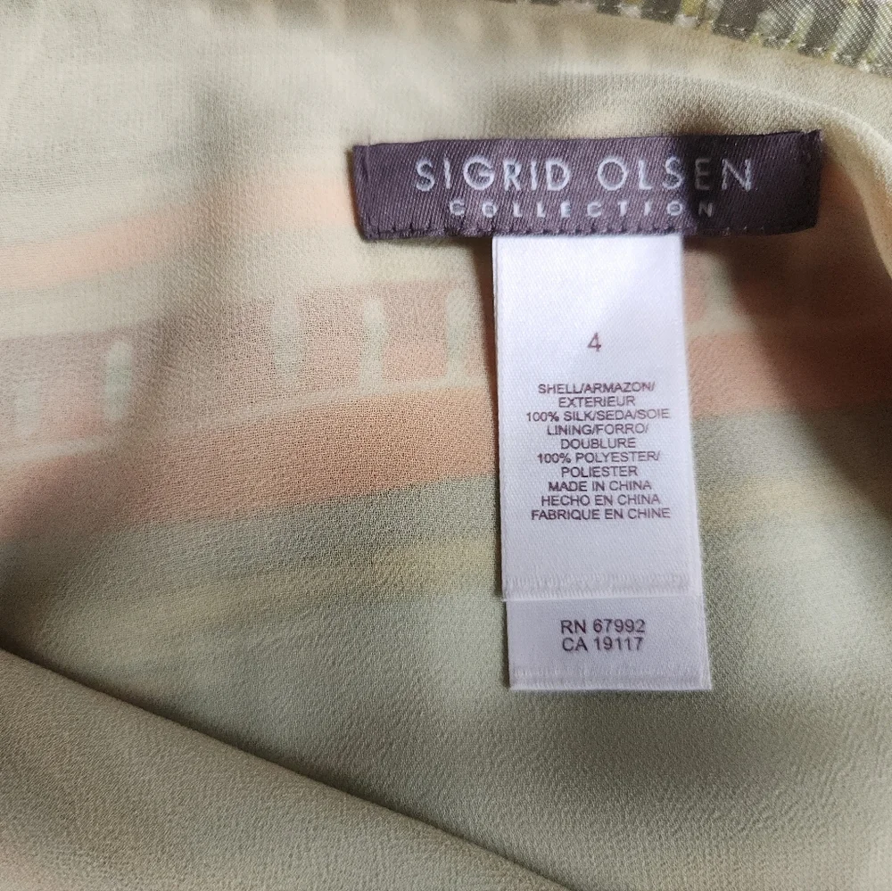 Sigrid Olsen 100% Silk Skirt Artsy Outdoor Cafe Print Sz 4 Nwot. SKIRT ONLY